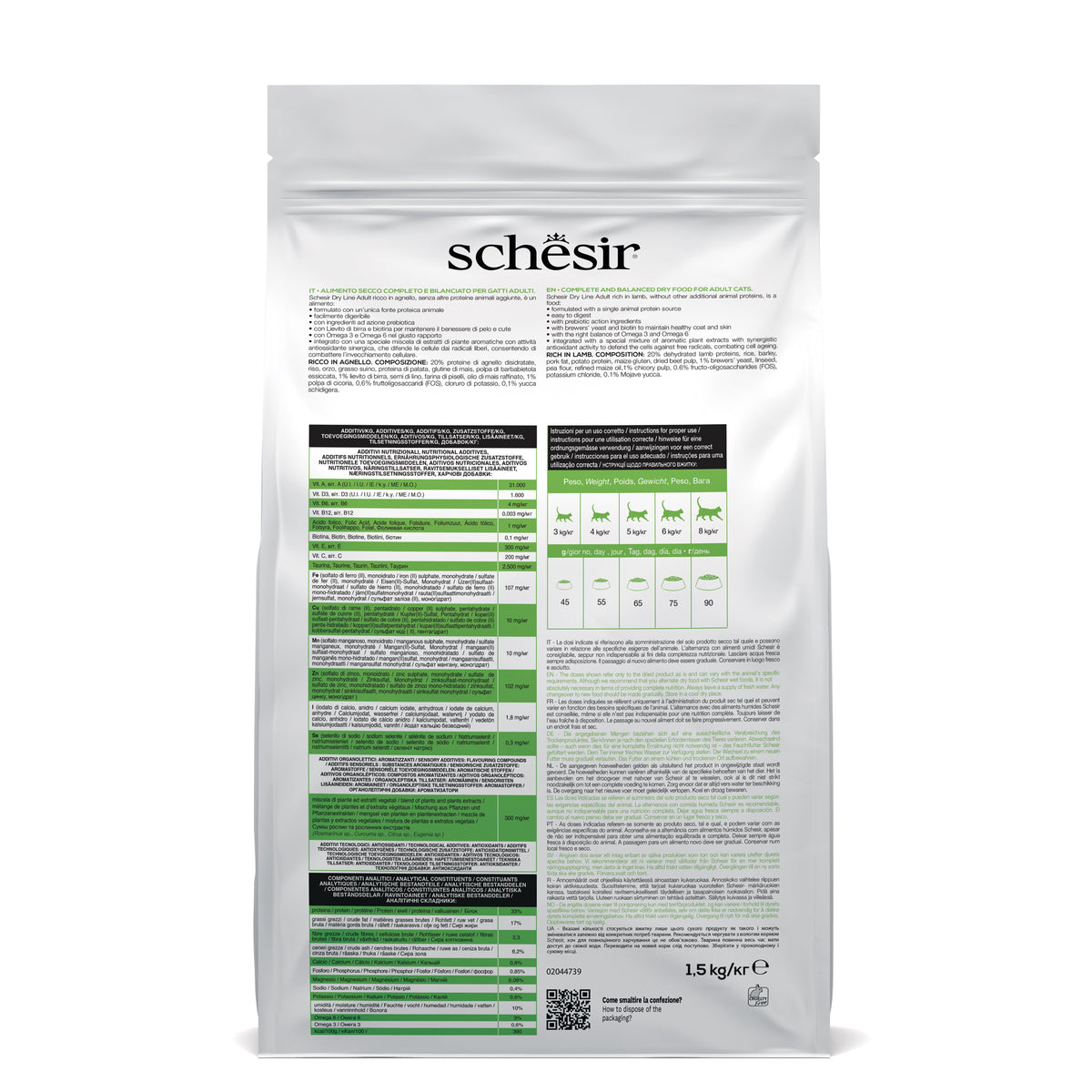 Schesir Dry Original Adult ricco con agnello 1,5 kg