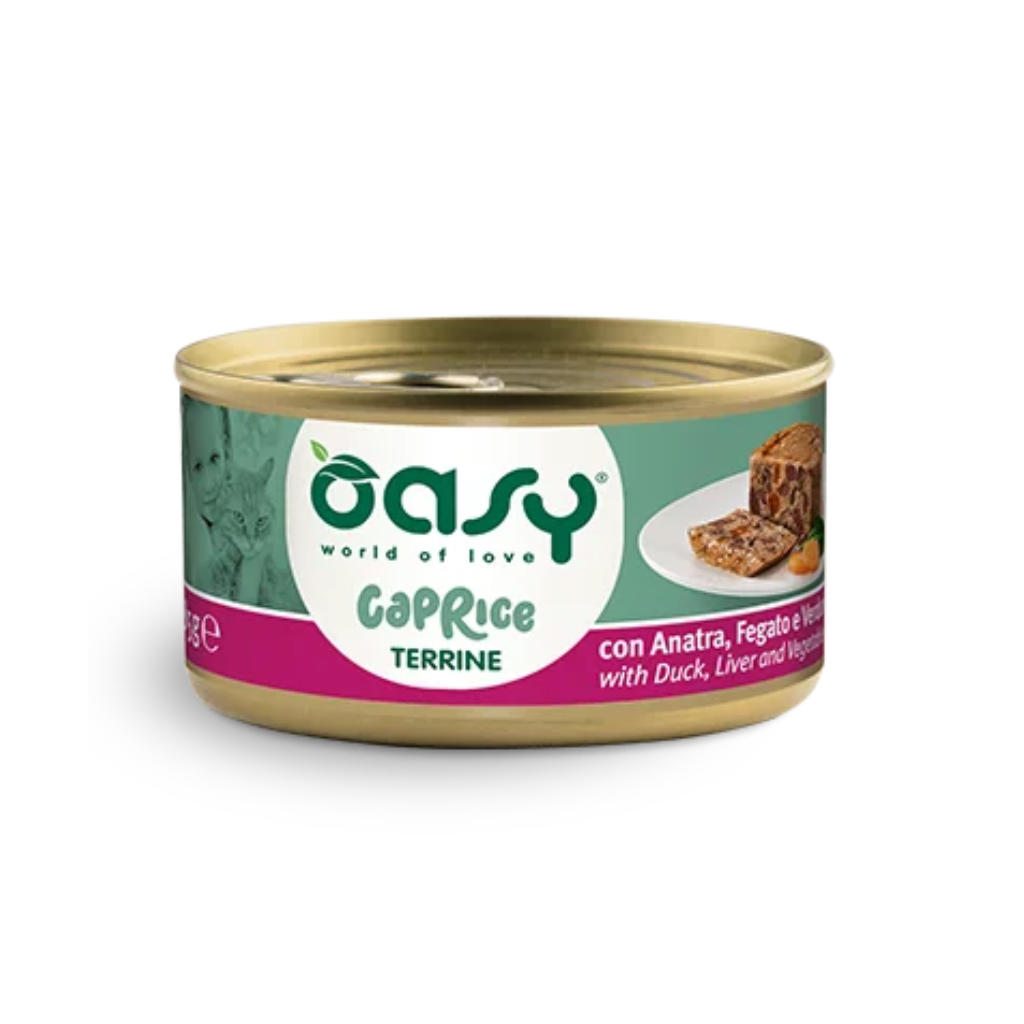 Oasy Cat Caprice - Terrina Anatra Fegato e Verd Lat.85 g