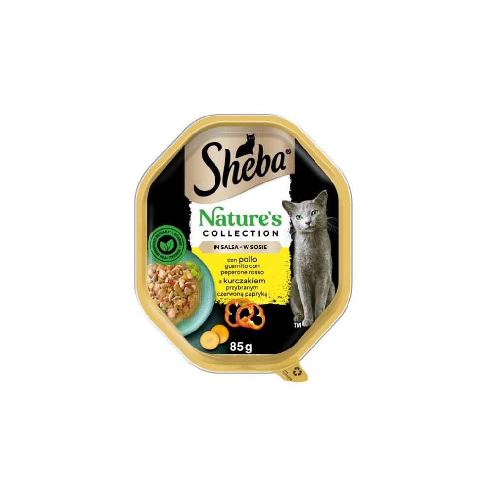 Vaschetta Sheba Nature's Collection in Salsa Pollo Guarnito con Peperoni 85 g