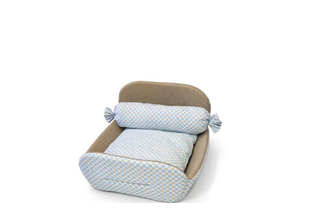 Leo Pet Lettino Culla Cuccioli in Tessuto Azzurro/marrone 45x60 cm