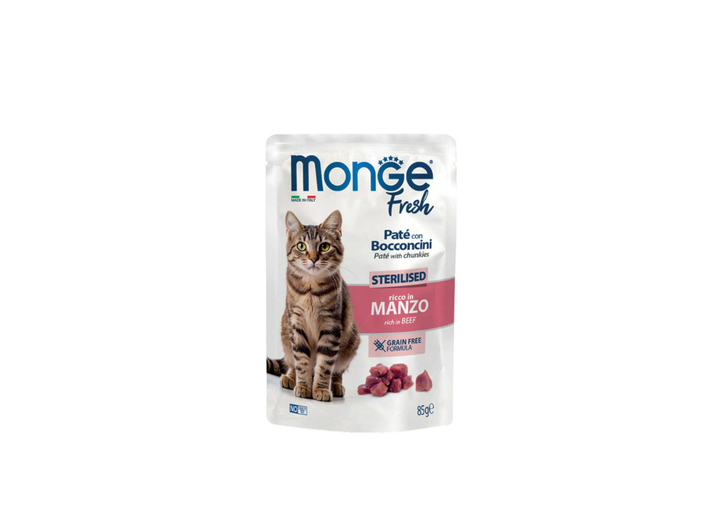 Monge Fresh Buste Cat Sterilized Manzo 85 g