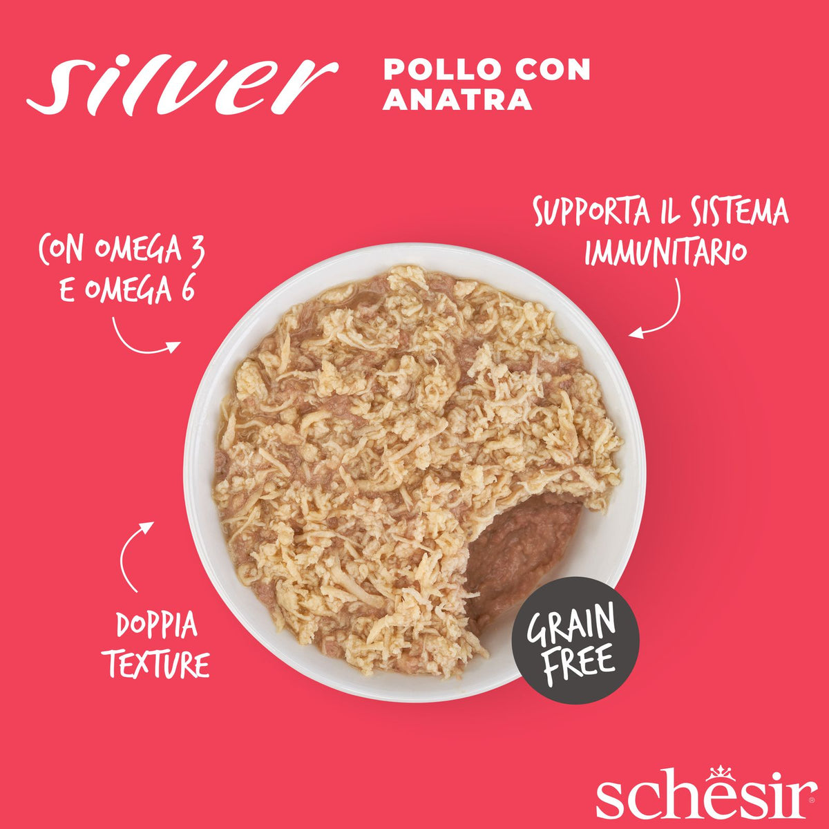 Schesir Silver Mousse Filetti di Pollo con anatra