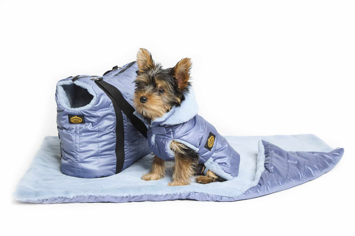 Fashion Dog Cappotto Trapuntato con Fodera in Eco Pelliccia 43 Azzurro