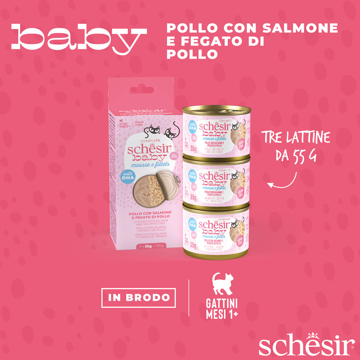 Schesir Baby Mousse e Fillets Pollo Salm 3 -55 g