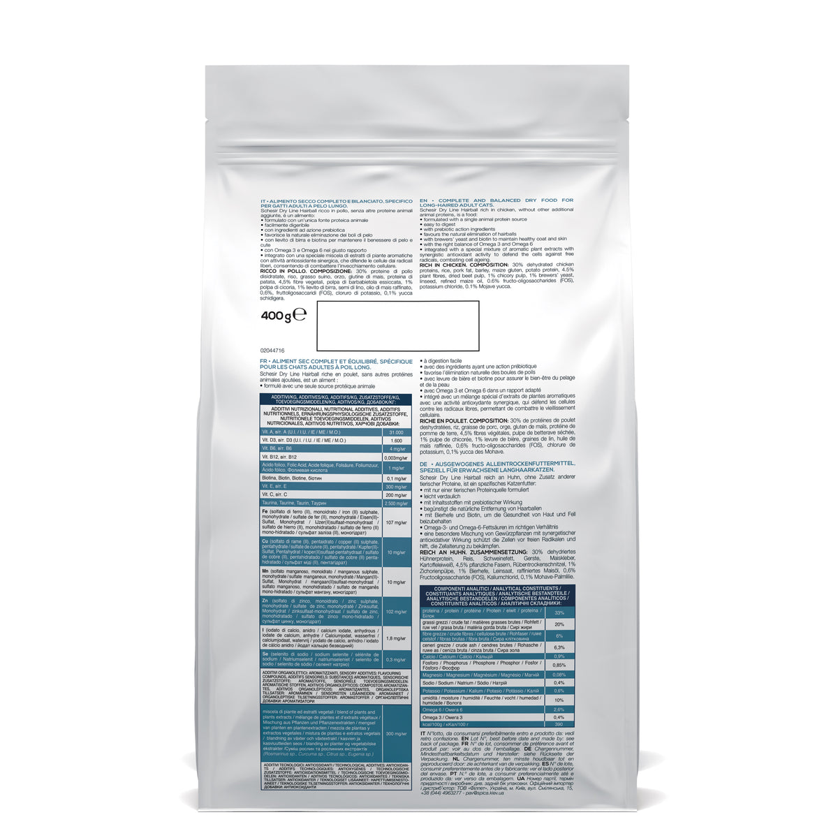 Schesir dry original hairball pollo 400 g