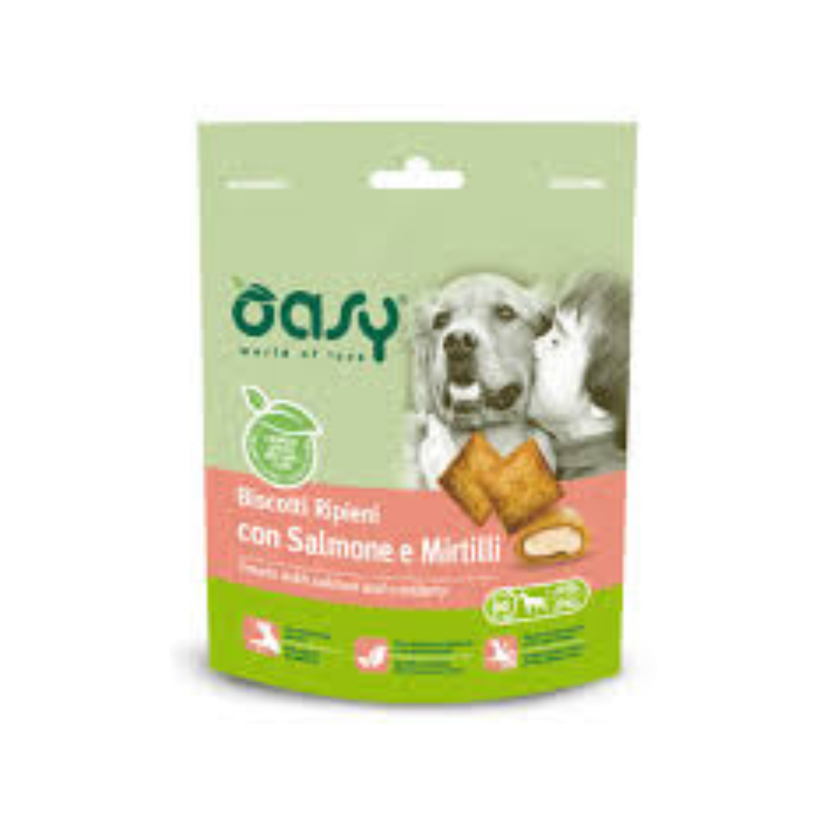 Oasy biscotti ripieni Salmone e mirtillo