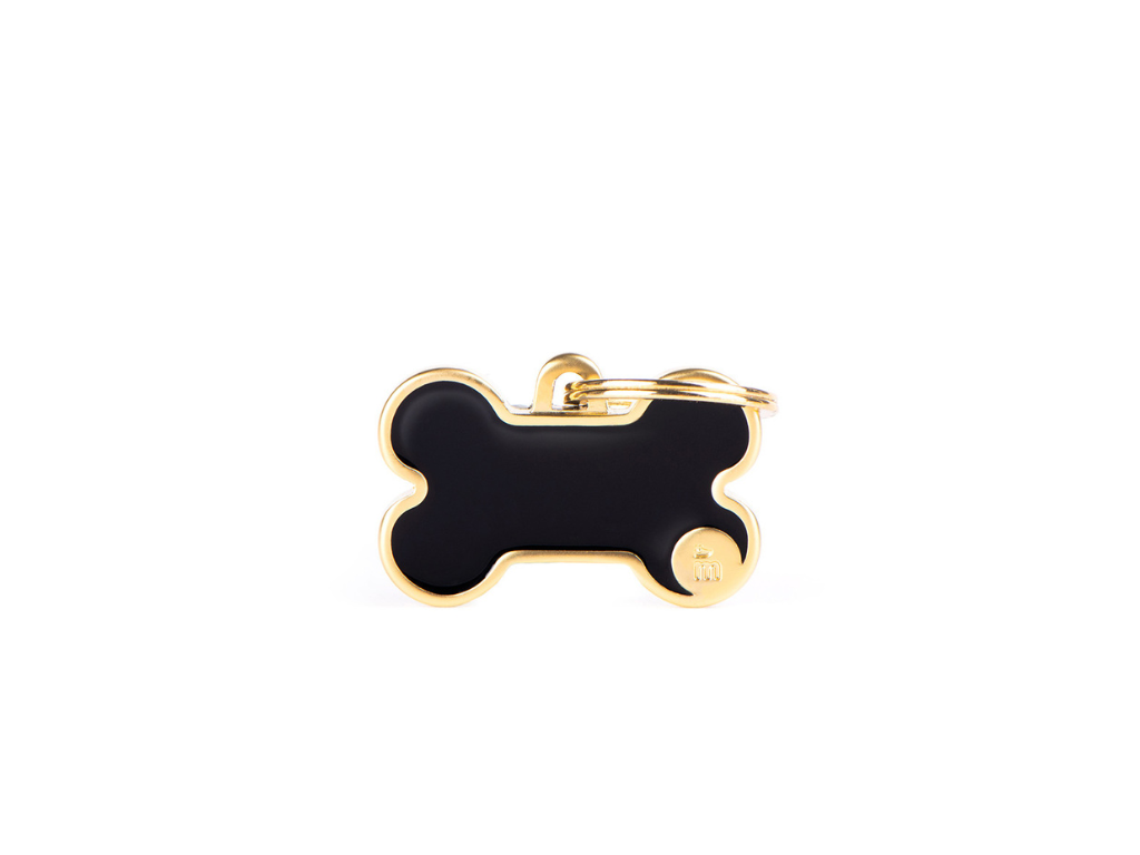 Medaglietta Basic Handmade Osso XL Nero satin oro
