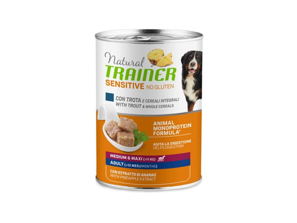 Natural Trainer Sensitive No Gluten Adult Medium & Maxi Trota e cereali 400 g