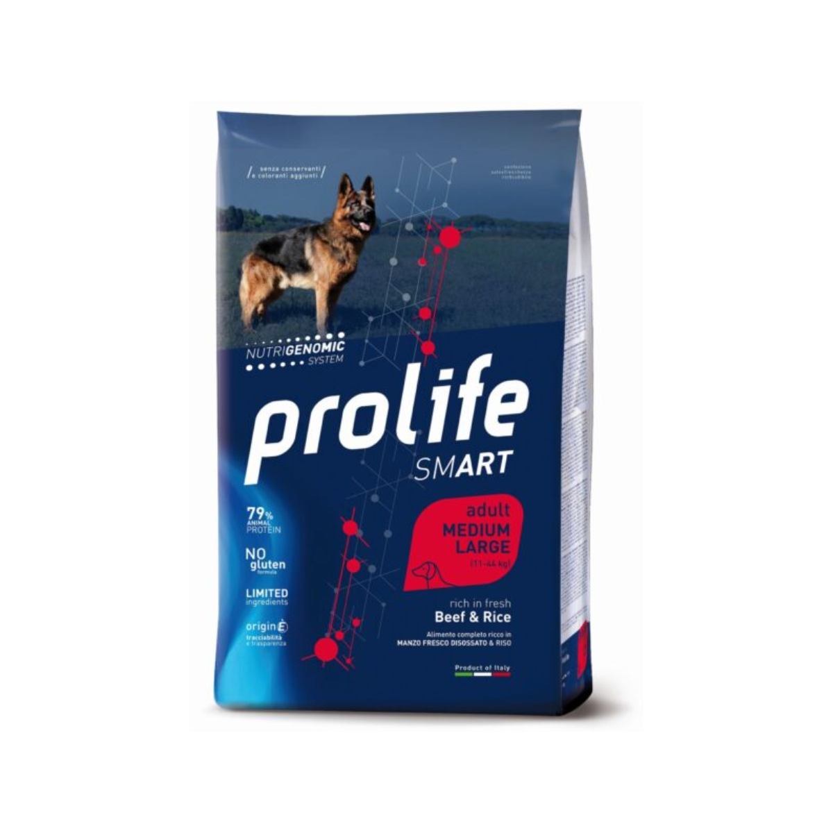 Prolife Dog Beef & Rice M/L 12 kg.