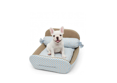 Leo Pet Lettino Culla Cuccioli in Tessuto Azzurro/marrone 45x60 cm