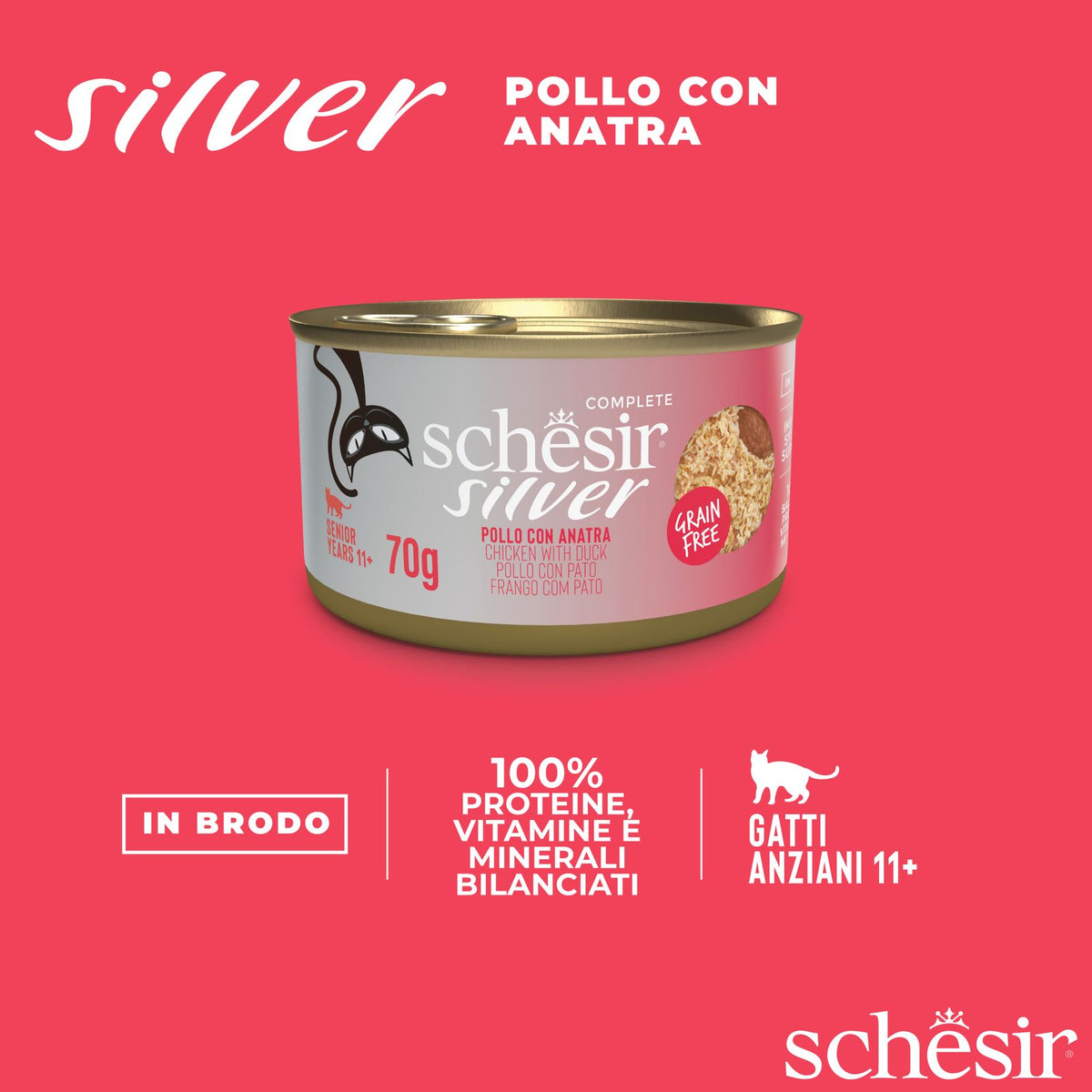 Schesir Silver Mousse Filetti di Pollo con anatra