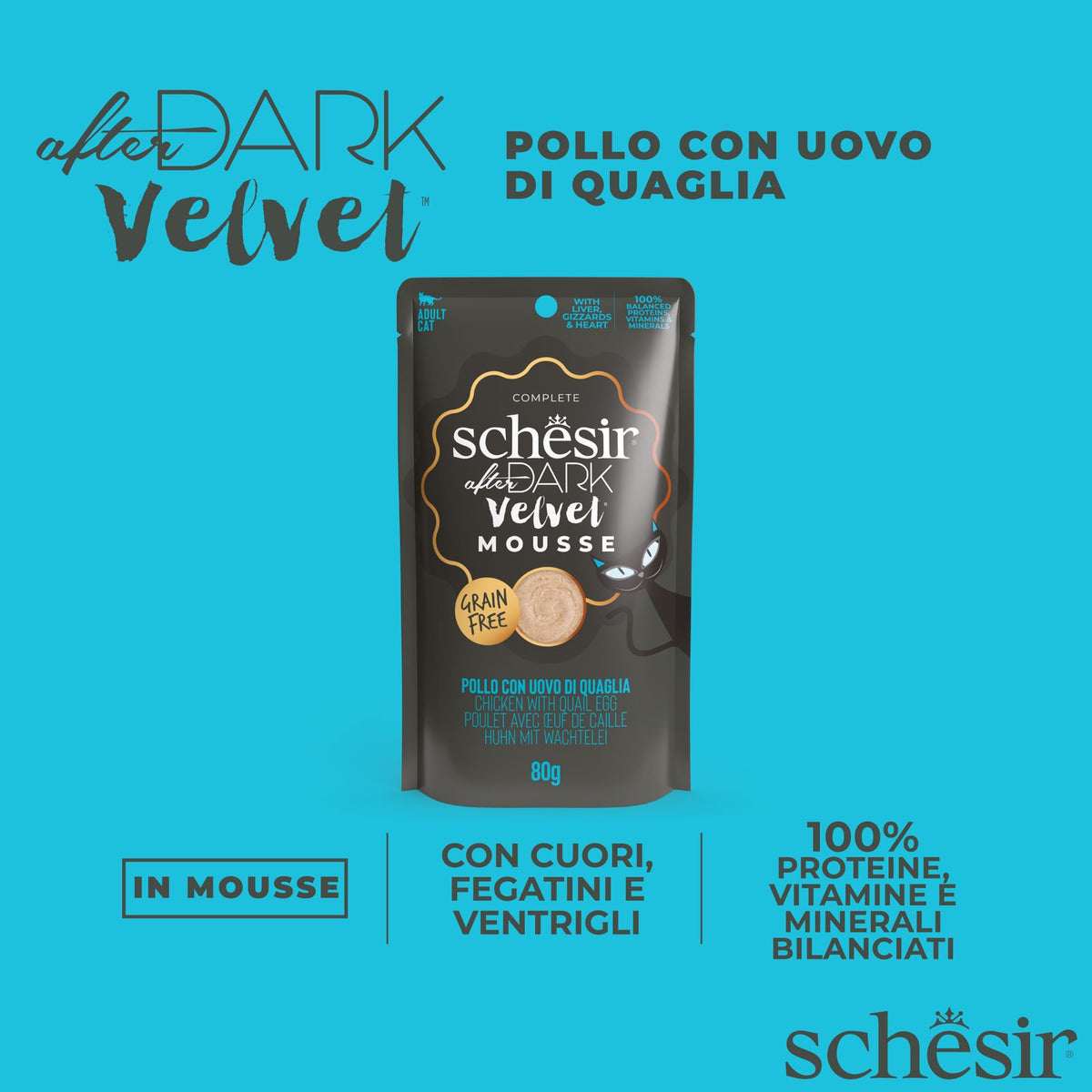 Schesir after dark velvet Mousse pollo con uovo di quaglia